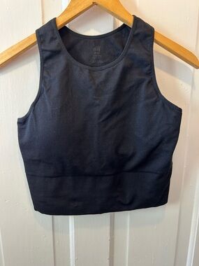 H&M Black Ribbed Sleeveless Crop Top